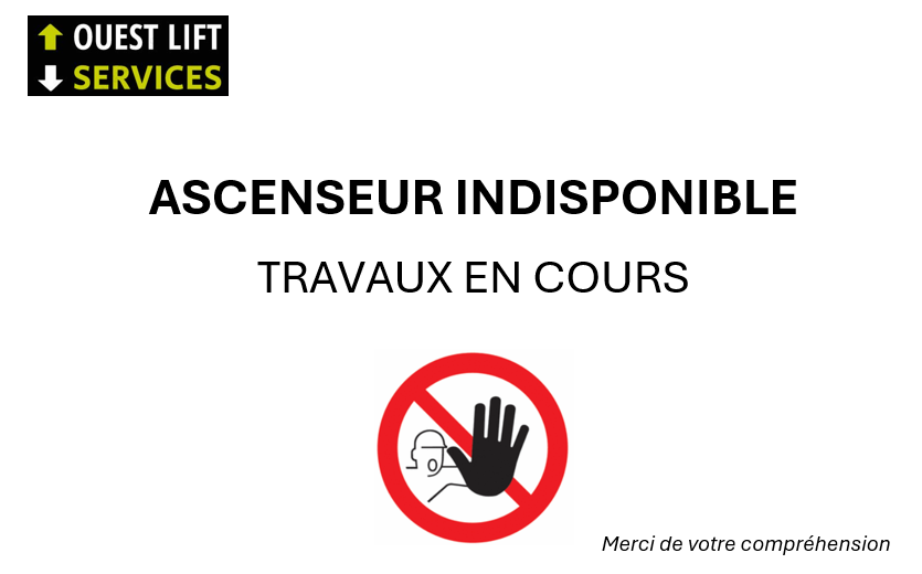 photo représentant l'affichage travaux en cours mis au palier lors des travaux